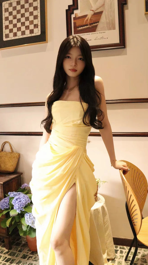 Le Dhalia — Robe De Soirée Drapée Sans Bretelles — photo d'un client 3