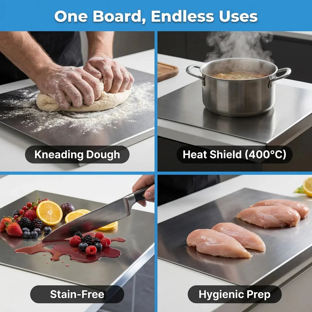 Planche À Découper En Acier Inoxydable - Planche De Cuisine Antidérapante — photo 4